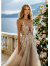 Beaded Lace Tulle Sexy Boho Beach Wedding Dress